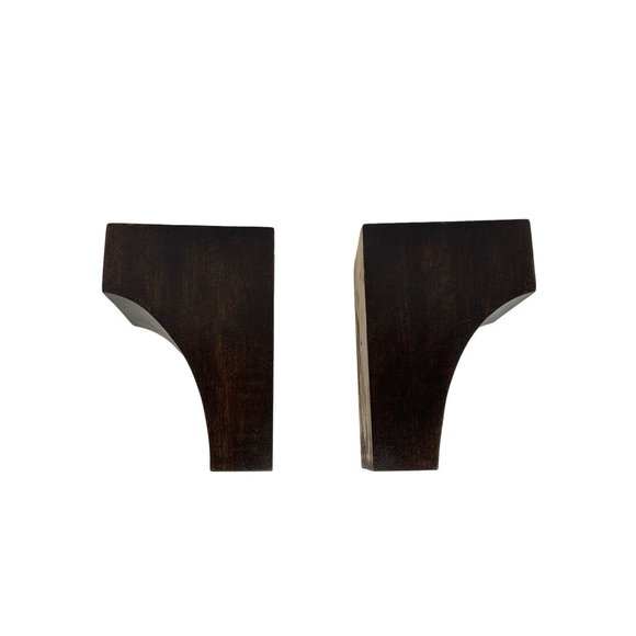 Corbels Shelf Bracket 2 Set Dark Walnut Solid Wood Modern Contemporary New - Picture 2 of 7